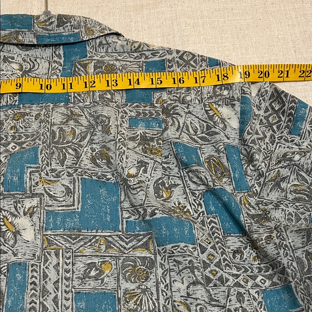 Vintage Nui Nalu Hawaiian Shirt Men's Large Teal/Gray Short-Sleeve Resort Wear - Picture 11 of 12